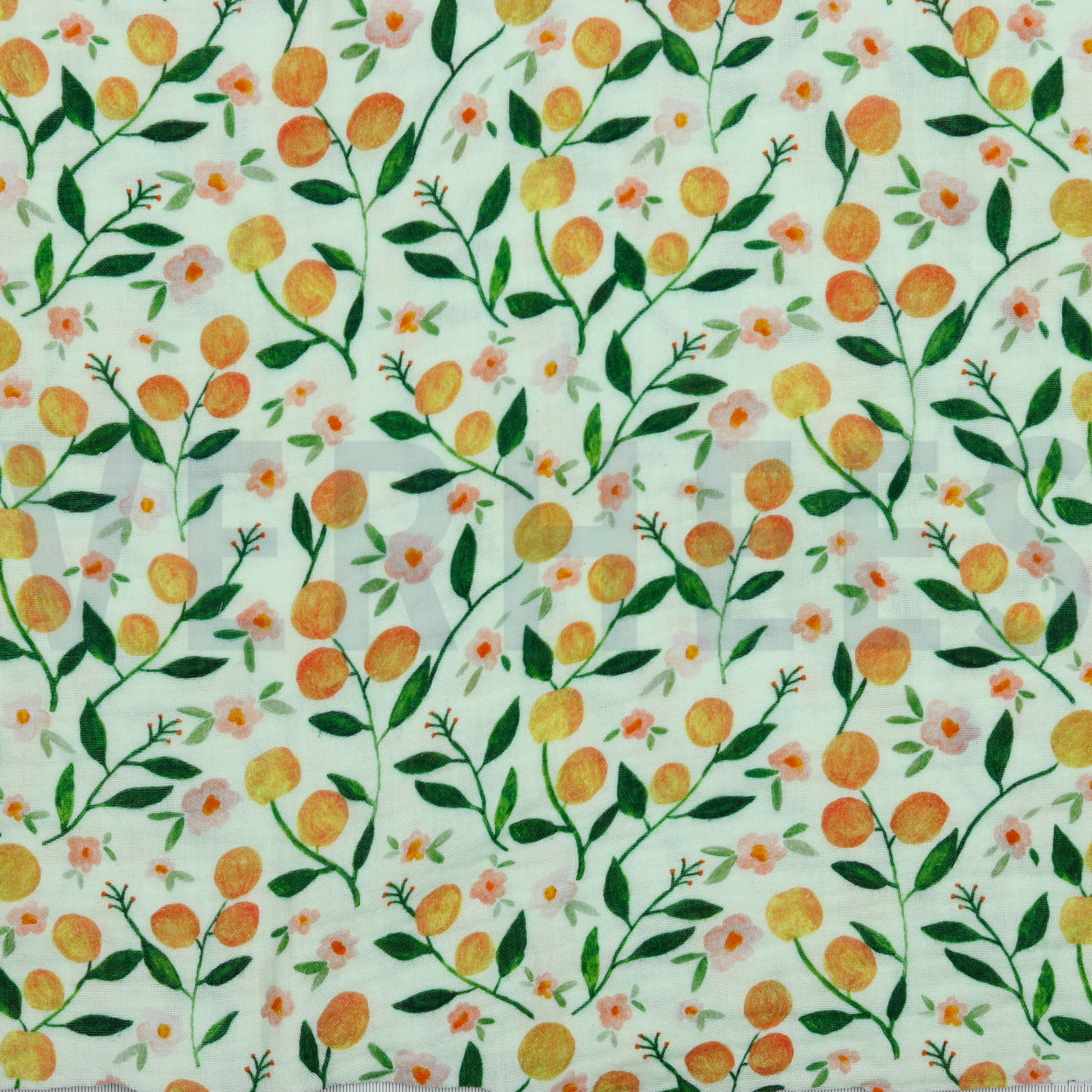 DOUBLE GAUZE DIGITAAL FRUIT & BLOEMEN ZACHTGROEN (high resolution)