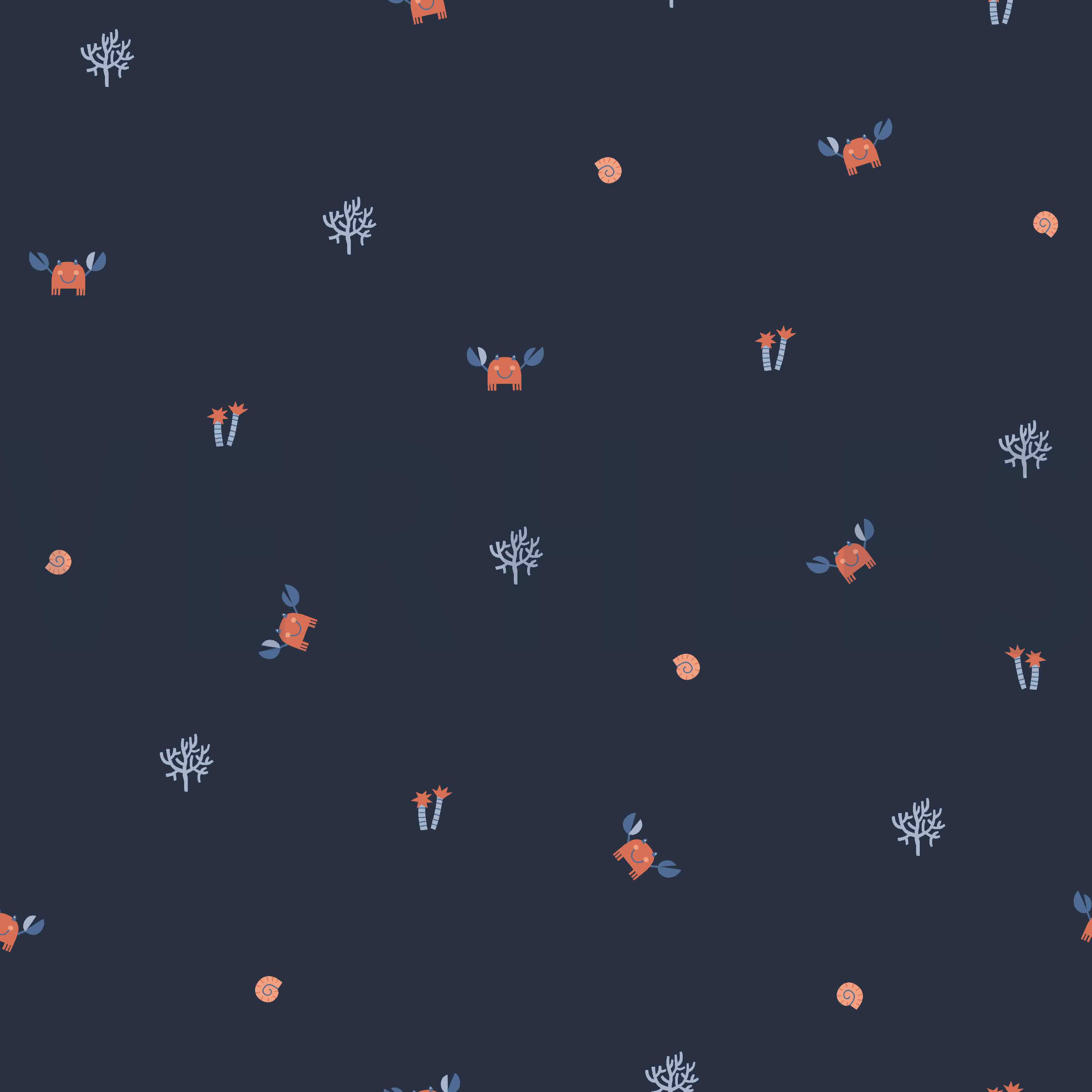 BAUMWOLLE POPELINE GOTS MEERESLEBEN MARINEBLAU (high resolution)