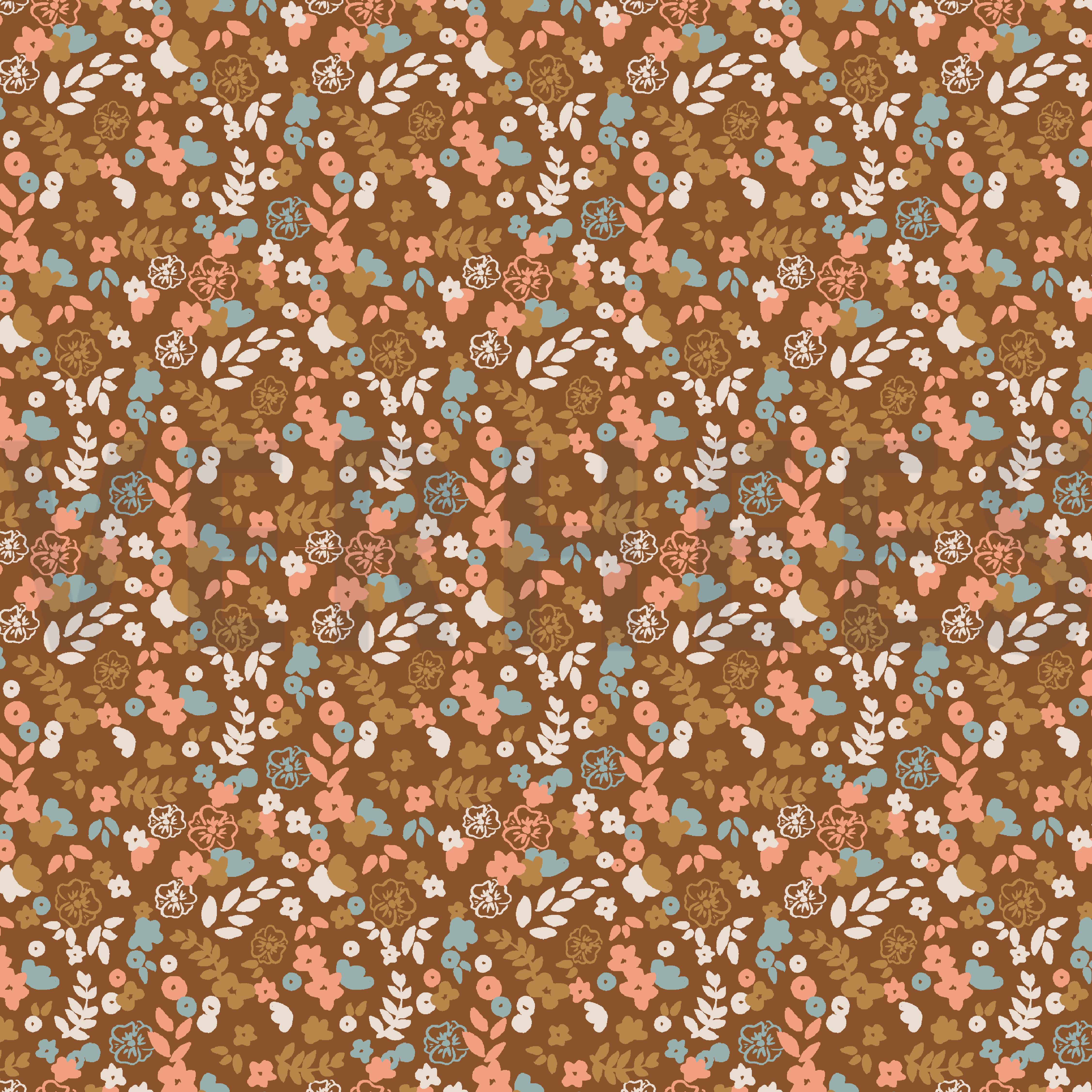 JERSEY GOTS KLEINE BLOEM HAZELNOOT (high resolution)