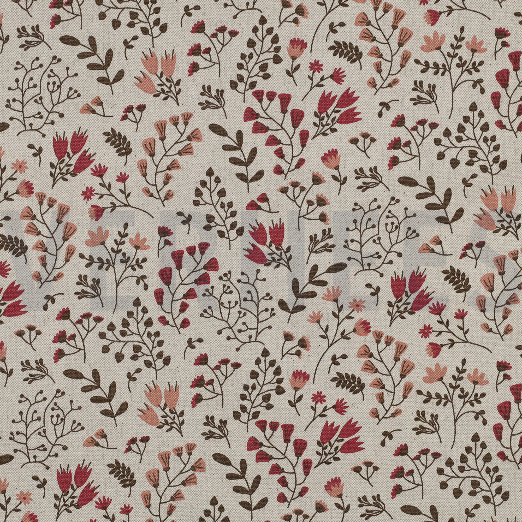 COATED CANVAS LINEN LOOK FLOWERS MAUVE (high resolution)