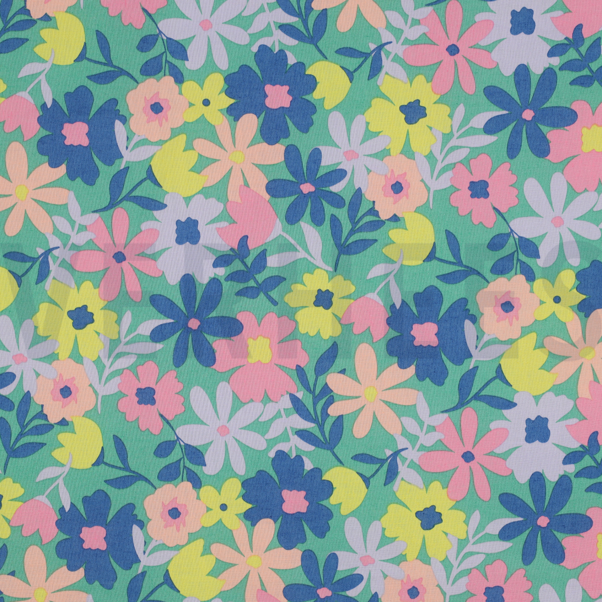 COTON ENDUIT FLEURS VERT (high resolution)