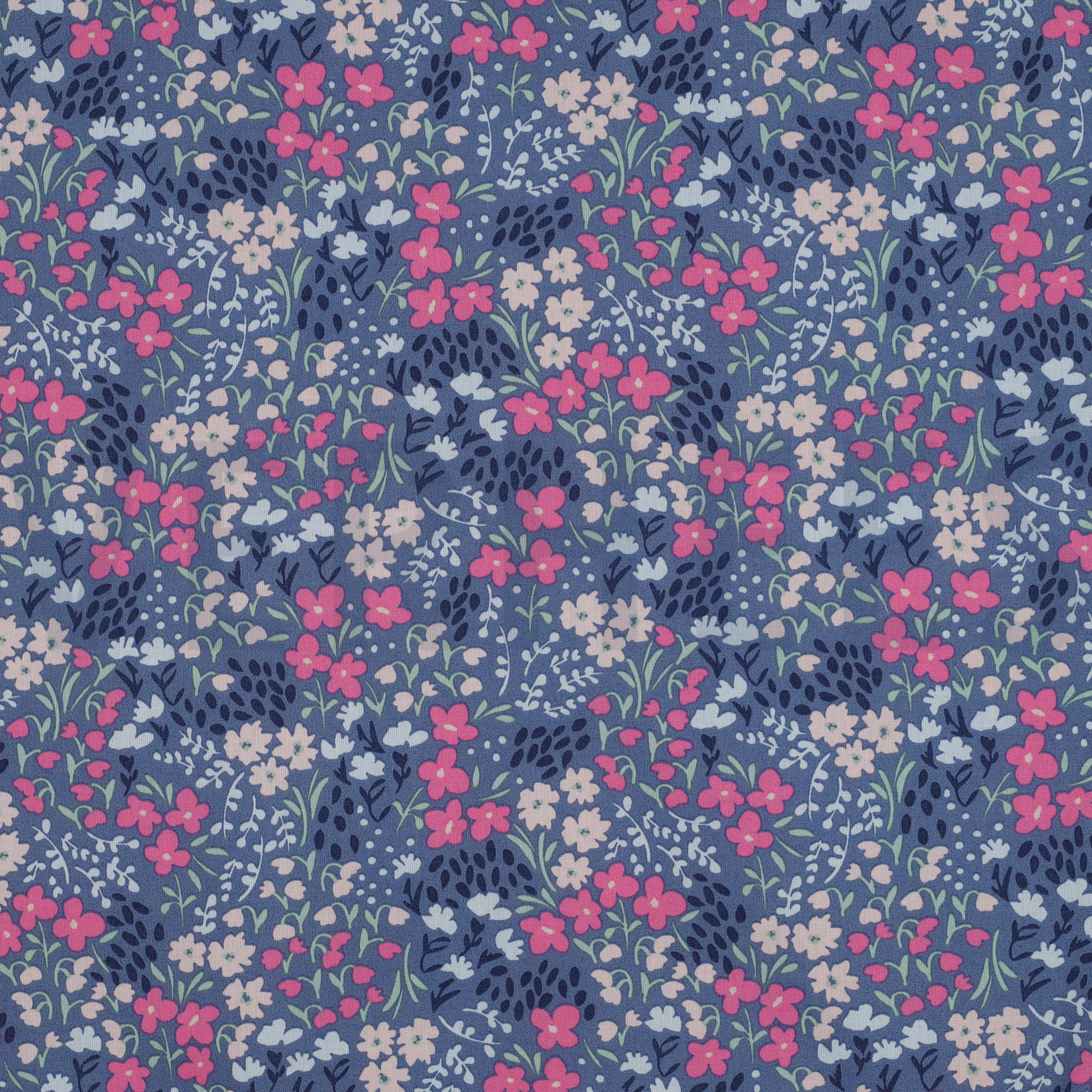 COTON ENDUIT FLEURS JEAN BLEU (high resolution)