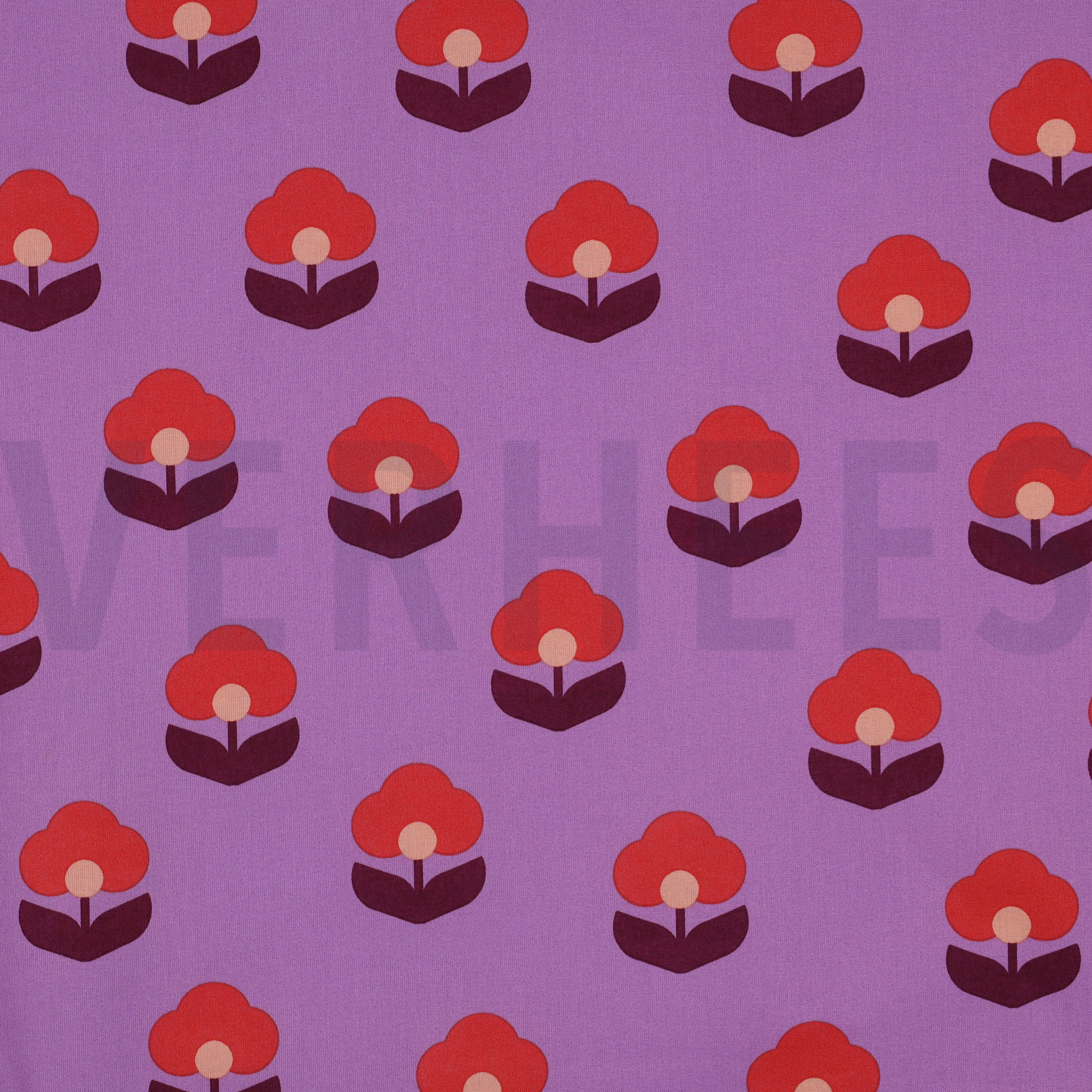 COTON ENDUIT FLEURS RÉTRO LAVANDE (high resolution)