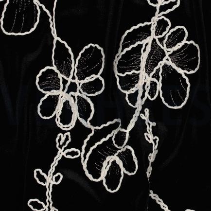 BREISEL FLUWEEL EMBROIDERY BLOEMEN ZWART (hover)