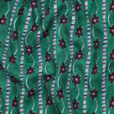 CORDUROY BABYRIB DIGITAAL BLOEMEN GROEN (hover)
