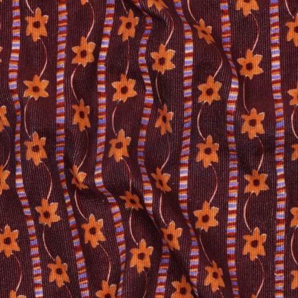 CORDUROY BABYRIB DIGITAAL BLOEMEN BORDEAUXROOD (hover)
