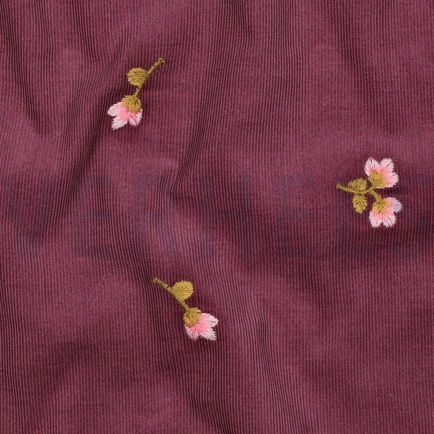 FEINCORD STICKEREI BLUMEN ROSA (hover)