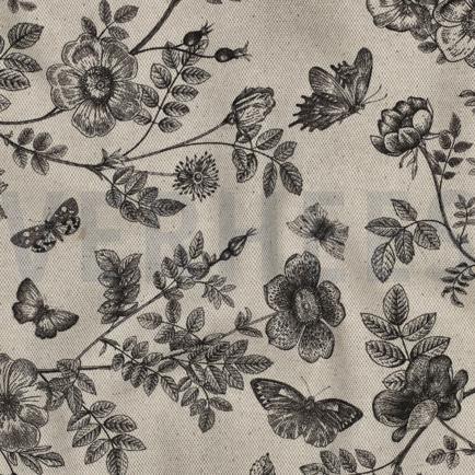 CANVAS LEINENOPTIK DIGITAL BLUMEN SCHWARZ (hover)