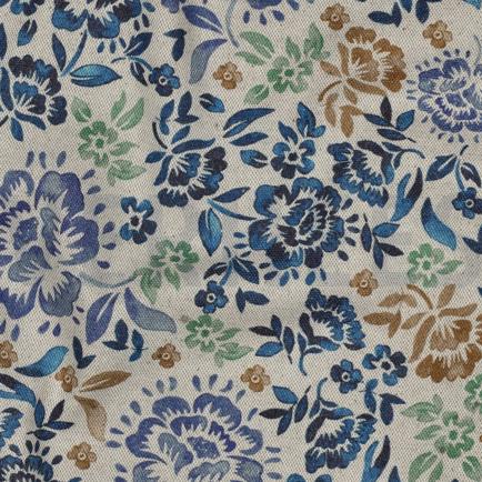 CANVAS LEINENOPTIK DIGITAL BLUMEN BLAU (hover)