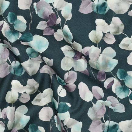 FIJNGEWEVEN KATOENEN POPLIN DIGITAAL EUCALYPTUS PETROL (hover)