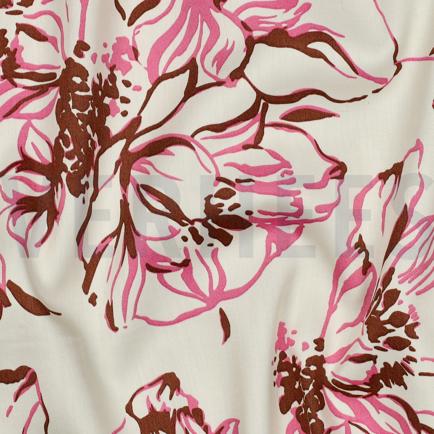 BAUMWOLLE SATIN BLUMEN ECRU (hover)