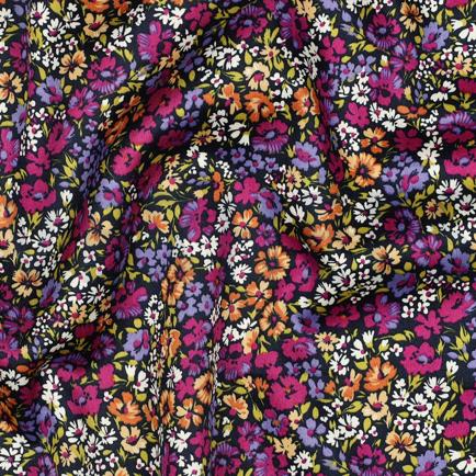 BAUMWOLLE SATIN KLEINE BLUMEN LILA/VIOLETT (hover)