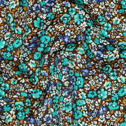 BAUMWOLLE SATIN KLEINE BLUMEN BLAU (hover)
