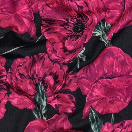 FRENCH TERRY DIGITAL BLUMEN MARINEBLAU (hover)