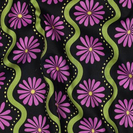 BAUMWOLLE VISKOSE BLUMEN SCHWARZ (hover)