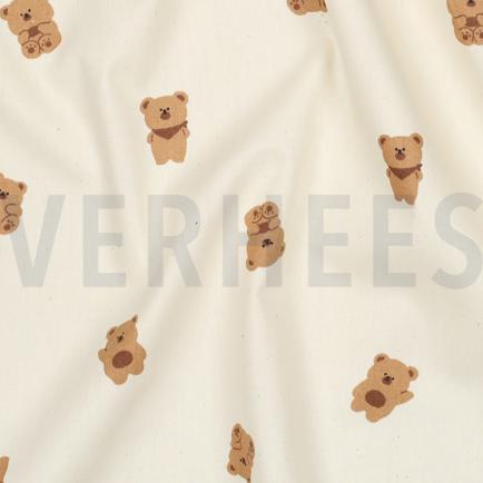 POPLIN GOTS NATURAL BEARS NATURAL (hover)