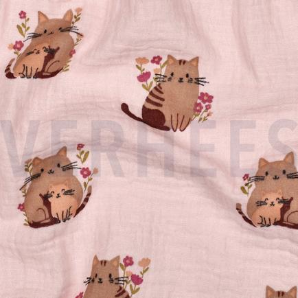 DOUBLE GAUZE CATS PINK (hover)