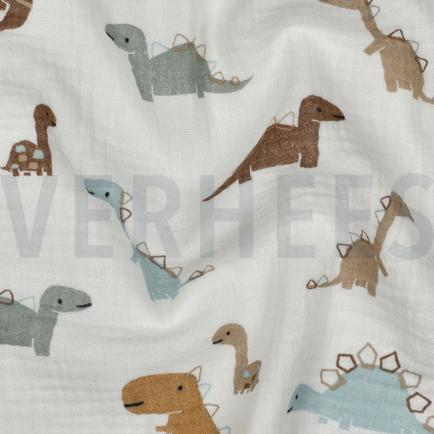 DOUBLE GAUZE DINOSAURUSSEN WIT (hover)