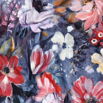 FRENCH TERRY DIGITAL FLOWERS BLUE (hover)