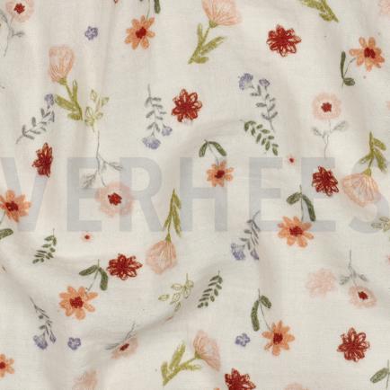 DOUBLE GAUZE NATURAL DIGITAL FLOWERS NATURAL (hover)