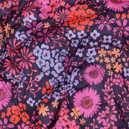 COTON VOILE MATELASSÉ DIGITAL FLEURS VIOLET (hover)