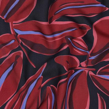 VISCOSE RADIANCE FEUILLES BLEU MARINE (hover)