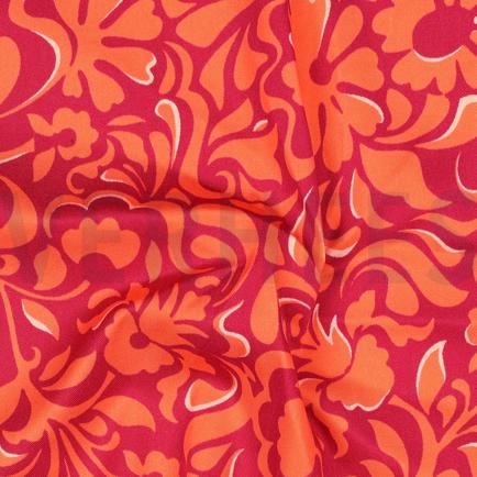 VISCOSE ROSELLA STRETCH BLADEREN AUBERGINE (hover)