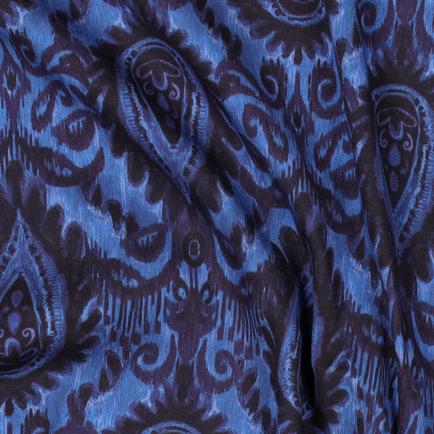 VISCOSE ROSELLA STRETCH DIGITAL ORNAMENT BLEU (hover)