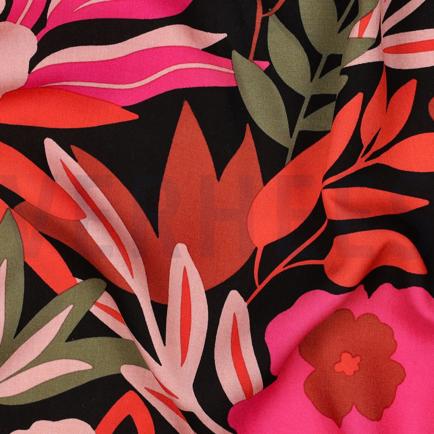 LENZING™ ECOVERO™ BLOEMEN ZWART (hover)