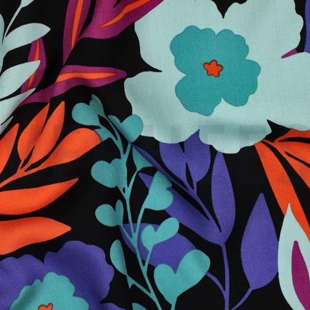 LENZING™ ECOVERO™ BLOEMEN PETROL (hover)