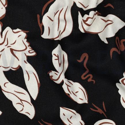 LINNEN VISCOSE BLOEMEN ZWART (hover)