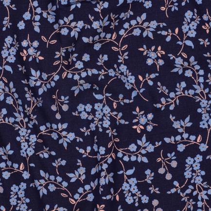 VISCOSE STRETCH FLOWERS NAVY (hover)