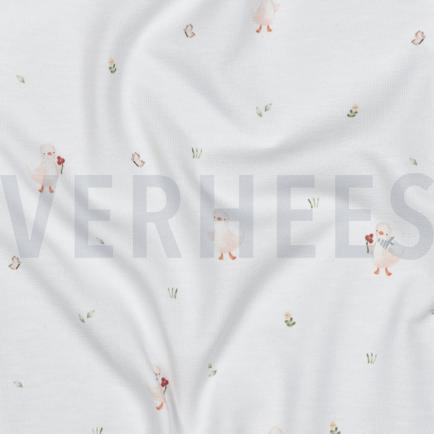 JERSEY GOTS DIGITAL GÄNSE & BLUMEN WEISS (hover)