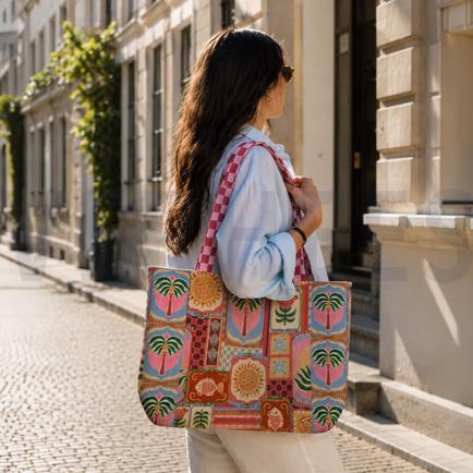 CANVAS DIGITAAL SHOPPER OF KUSSEN PANEEL PATCHWORK ROZE (hover)