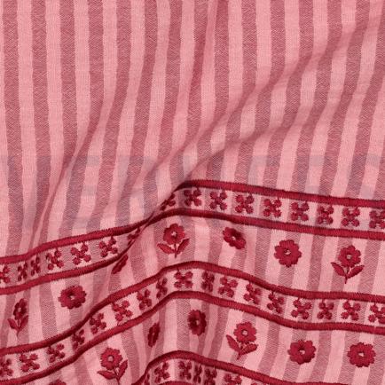 DOUBLE GAUZE STREPEN EENZIJDIGE RAND ROZE (hover)