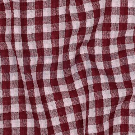 DOUBLE GAUZE YARN DYED STRIPES & CHECKS BURGUNDY (hover)