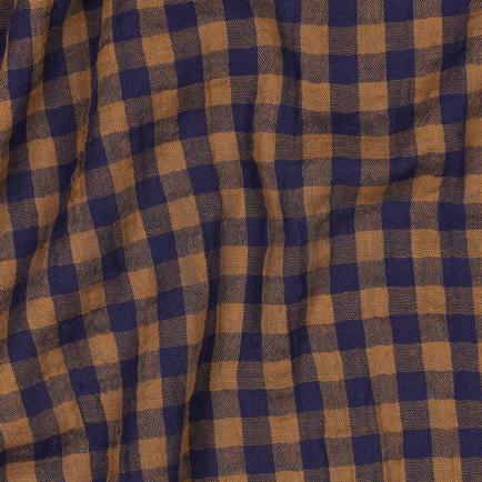DOUBLE GAUZE YARN DYED STRIPES & CHECKS NAVY (hover)