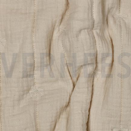 DOUBLE GAUZE GEWATTEERD STRIKJES NATUREL (hover)