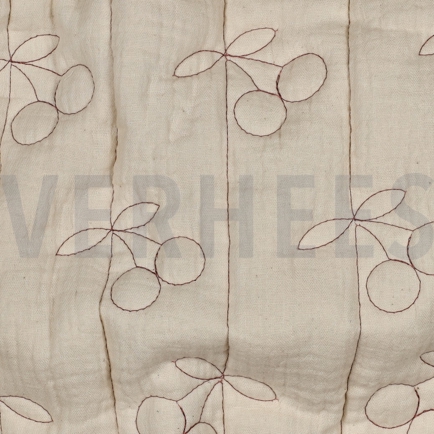 DOUBLE GAUZE GEWATTEERD KERSEN NATUREL (hover)