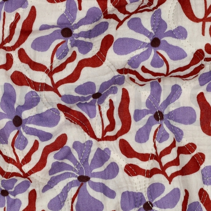 DOUBLE GAUZE GEWATTEERD BLOEMEN NATUREL (hover)