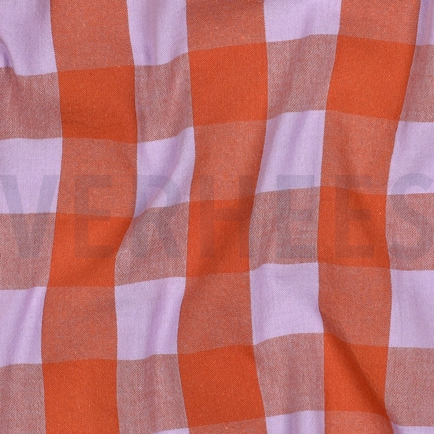 KATOEN GARENGEVERFD RUITEN LAVENDEL/ORANJE (hover)