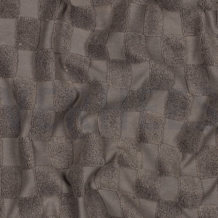 BAUMWOLLE FROTTEE GESTRICKT KAROS TAUPE (hover)