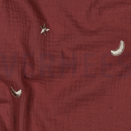 MUSSELIN STICKEREI STERNE ROT (hover)