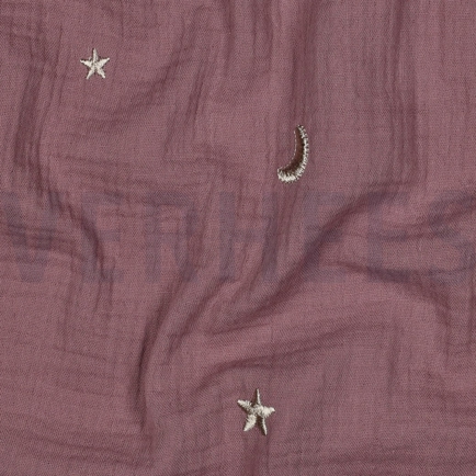 MUSSELIN STICKEREI STERNE ALT LILA (hover)