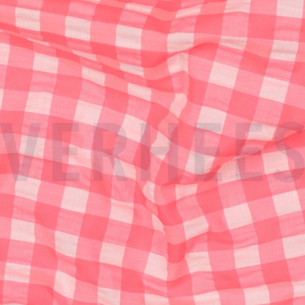 KATOEN GARENGEVERFD NEON RUITEN ROZE (hover)