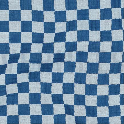 DOUBLE GAUZE DUBBELZIJDIGE RUITEN BLAUW (hover)