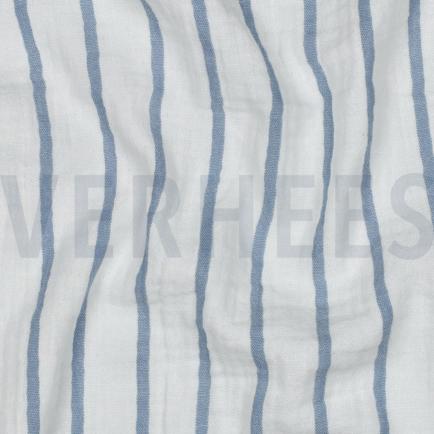 DOUBLE GAUZE GARENGEVERFD STREPEN BLAUW (hover)