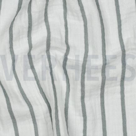 DOUBLE GAZE DE COTON TEINT EN FIL RAYURES VERT (hover)