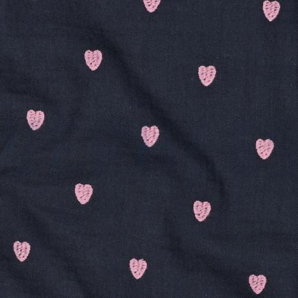 DOUBLE GAUZE EMBROIDERY NEON HARTEN MARINEBLAUW (hover)