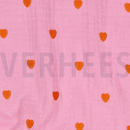 DOUBLE GAUZE EMBROIDERY NEON HARTEN ROZE (hover)